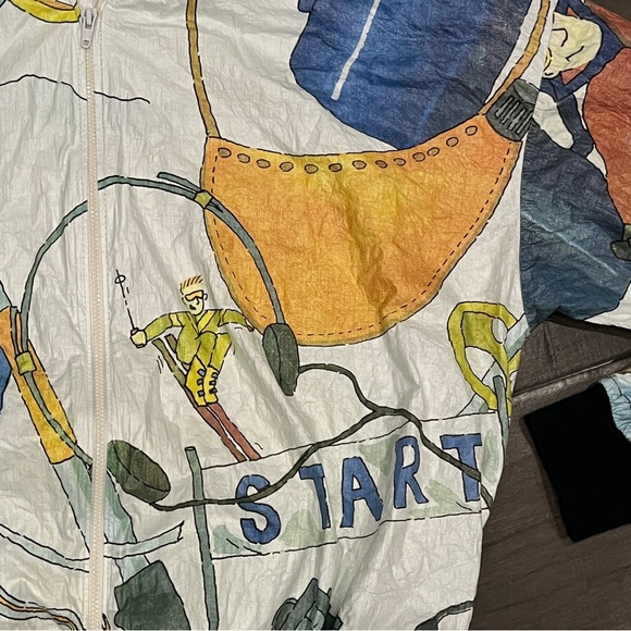 Ty-Breakers Tyvek 90s Lightweight Ski Themed Windbreaker - Size Small - Picture 3 of 12